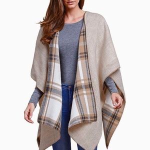 Woolrich Poncho blanket wrap reversible shawl cape